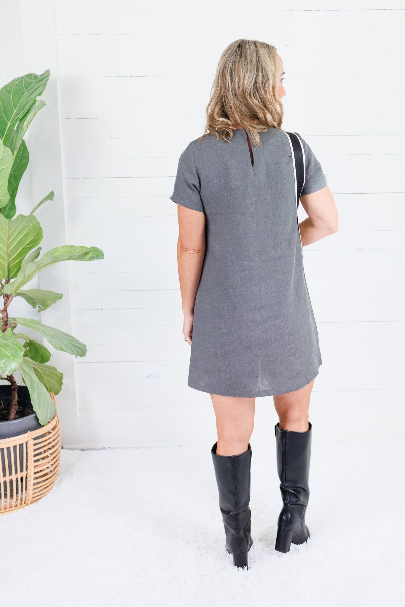 Darlene Charcoal A-Line Shift Mini Dress Elle Grey