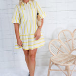 De Sol Yellow Stripe Mini Dress GLAM