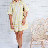 De Sol Yellow Stripe Mini Dress GLAM