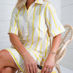 De Sol Yellow Stripe Mini Dress GLAM