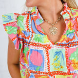 Delilah Fruit Gauze Flutter Sleeve Top Karlie