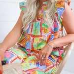 Delilah Fruit Gauze Flutter Sleeve Top Karlie