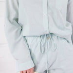 Delphine Seafoam Green Stripe Button Top Allie Rose 