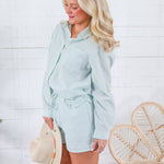 Delphine Seafoam Green Stripe Button Top Allie Rose 