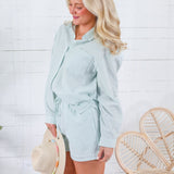 Delphine Seafoam Green Stripe Button Top Allie Rose 