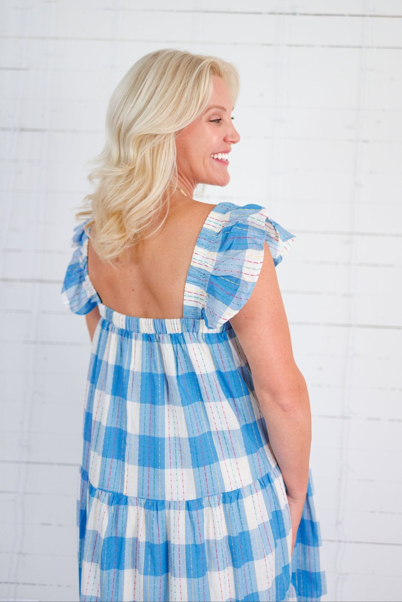 Delta Ultramarine Blue + Colorful Pick Stitch Dress TCEC