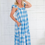 Delta Ultramarine Blue + Colorful Pick Stitch Dress TCEC
