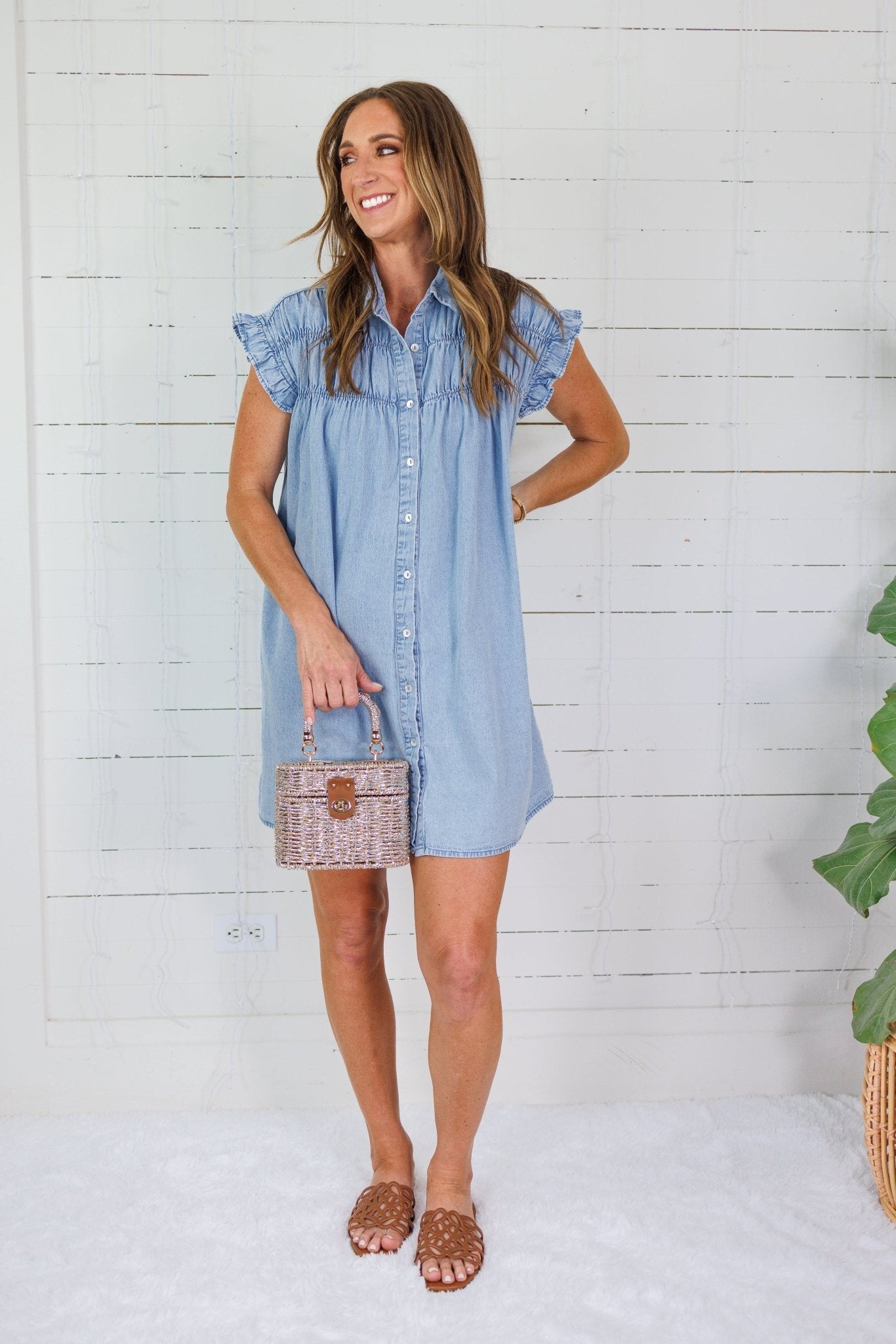 Denney Chambray Mini Dress Molly Bracken