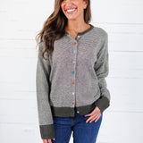 Dennis Dark Olive Pinstripe Cardigan Staccato