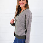 Dennis Dark Olive Pinstripe Cardigan Staccato
