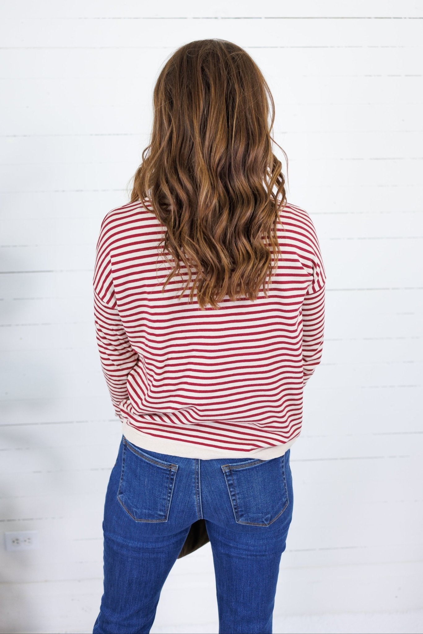 Denny Burgundy Striped Sweater Staccato