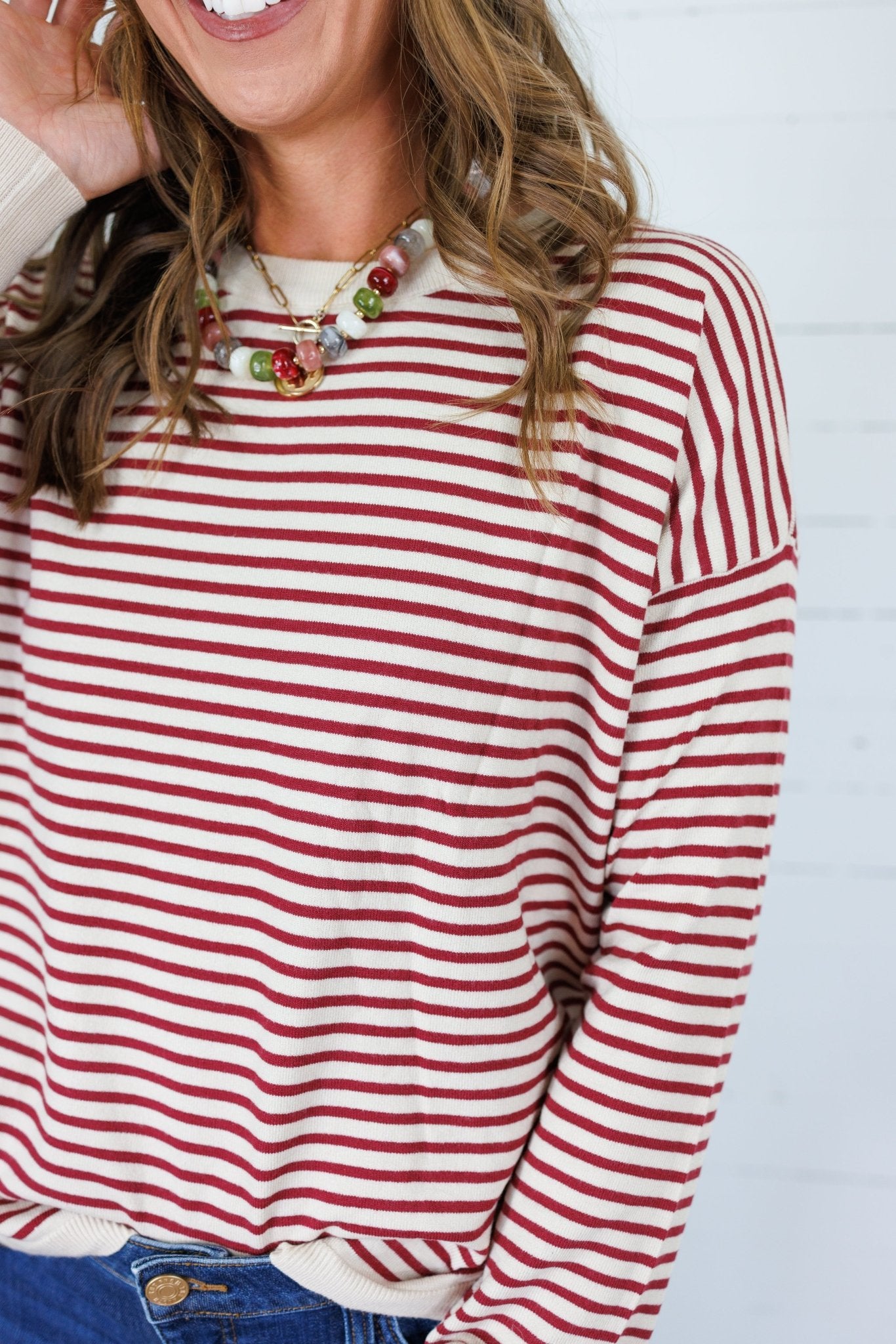 Denny Burgundy Striped Sweater Staccato