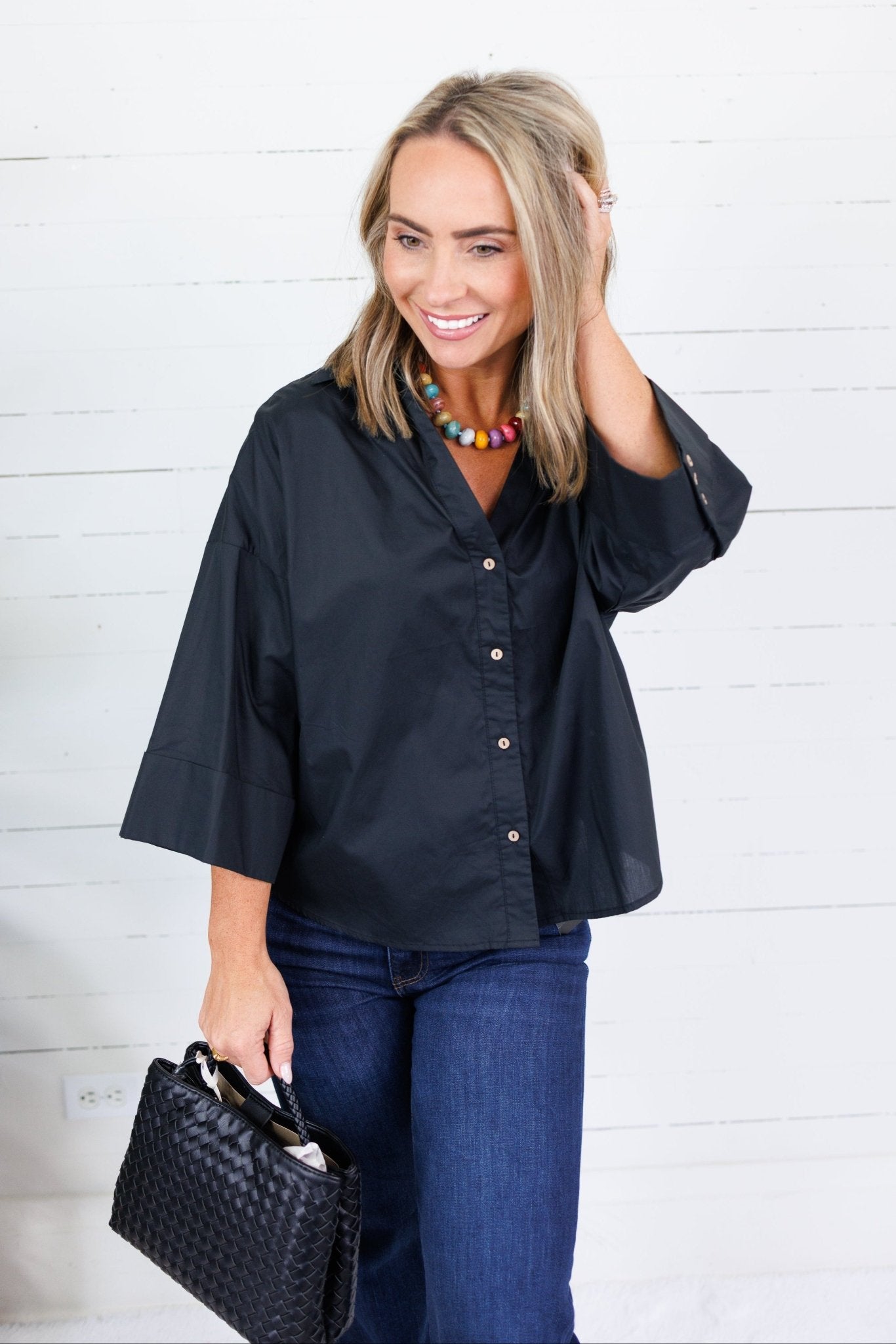 Denson Black Button Top Eesome