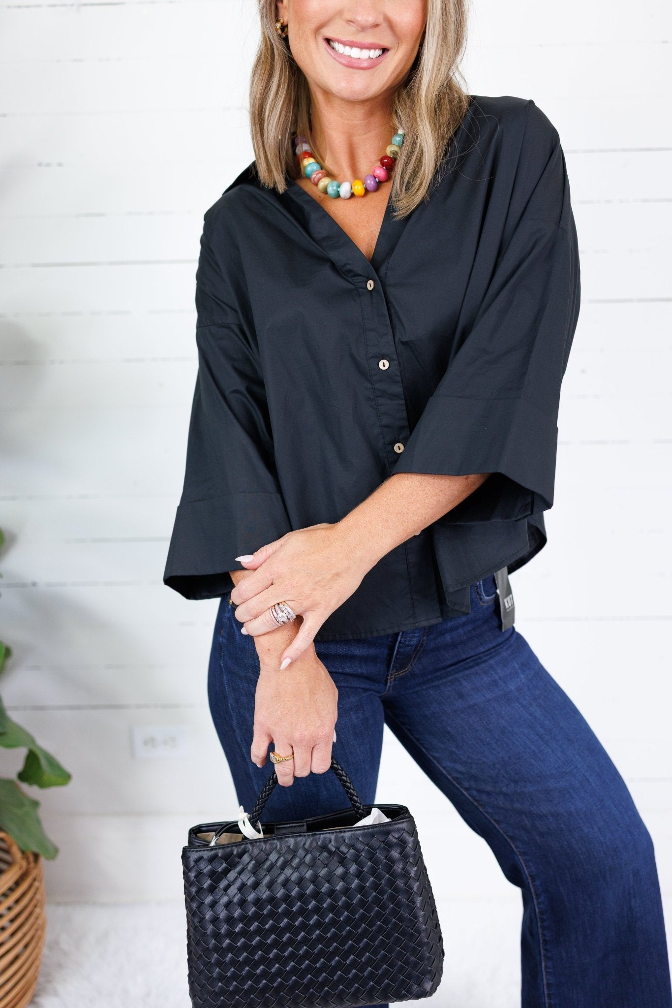 Denson Black Button Top Eesome