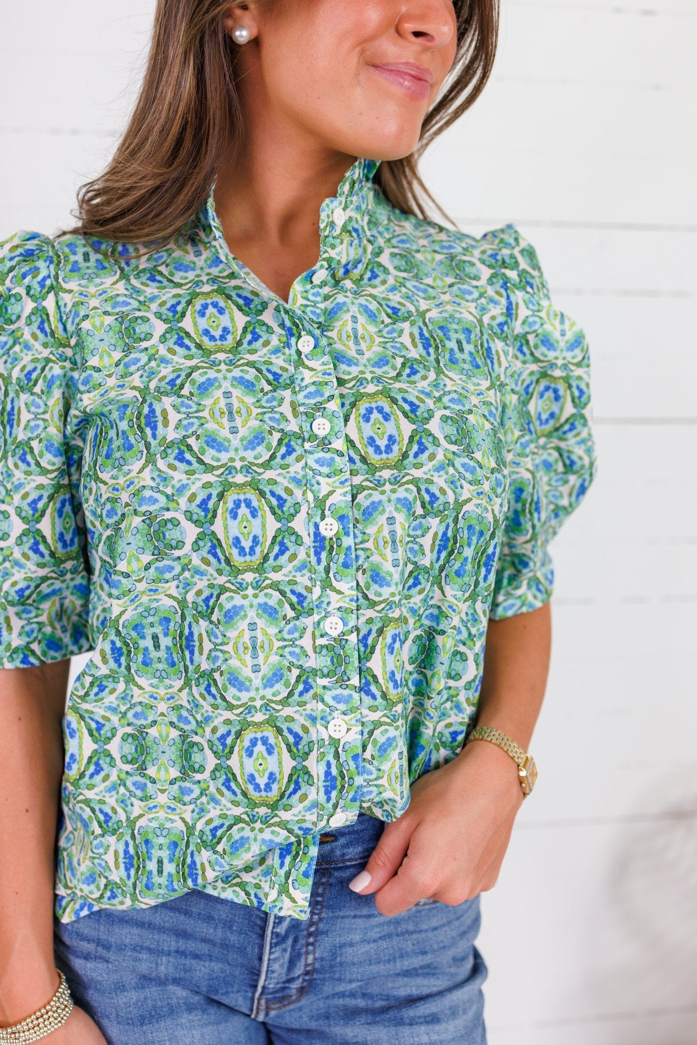 Devon Green Multi Top