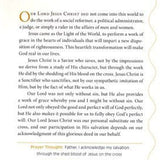 Text page from a book or document with a yellow border and text about Jesus Christ.