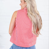 Dewitt Red Stripe Sleeveless Top Glam