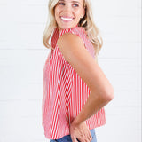 Dewitt Red Stripe Sleeveless Top Glam