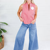 Dewitt Red Stripe Sleeveless Top Glam