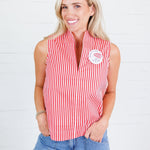 Dewitt Red Stripe Sleeveless Top Glam