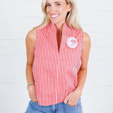 Dewitt Red Stripe Sleeveless Top Glam