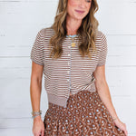 Dixon Brown + Ivory + Blue Trim Cardigan All Row