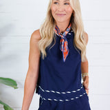 Dolly Navy Whipstich Trim Top Entro