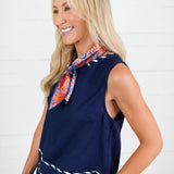 Dolly Navy Whipstich Trim Top Entro