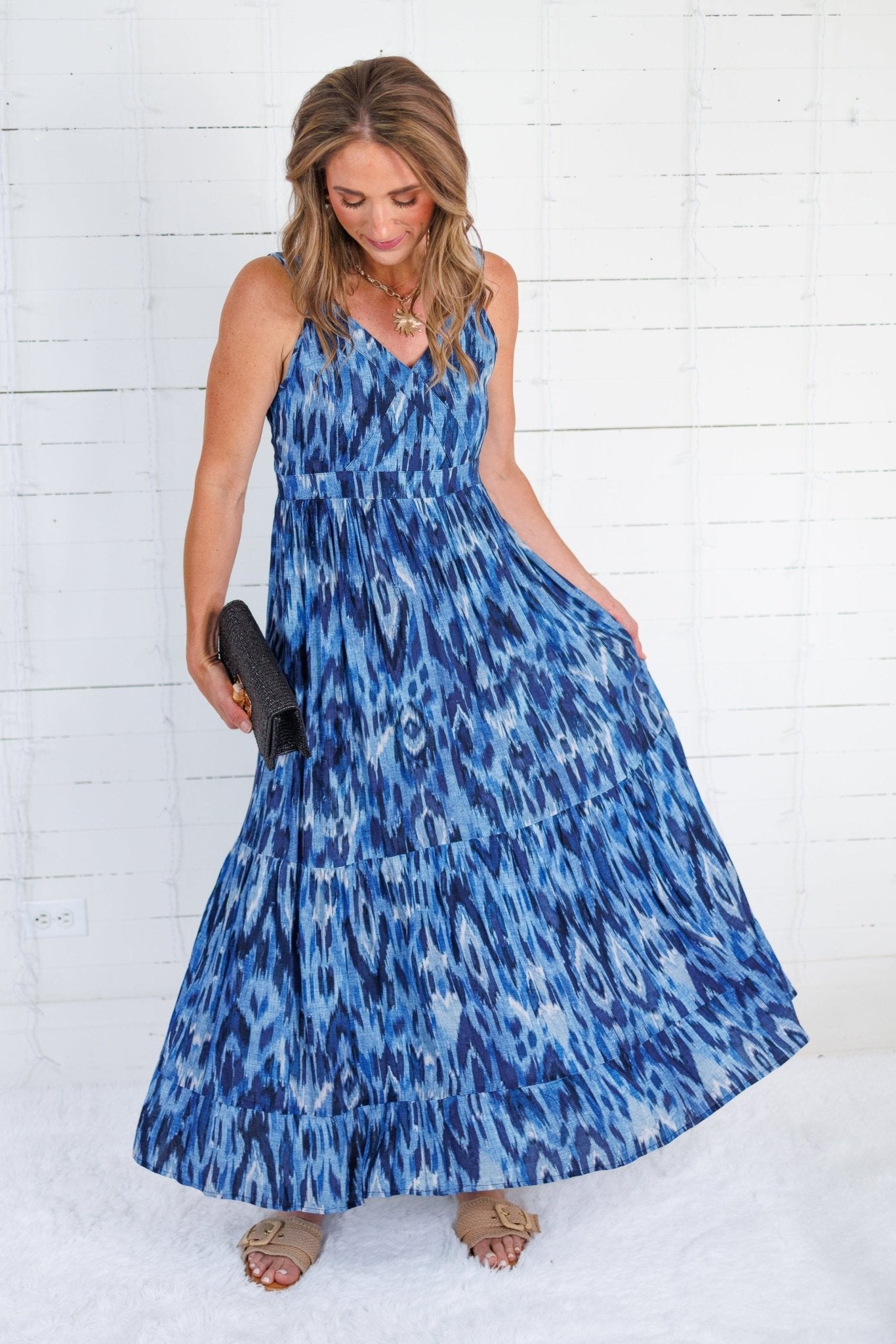 Douglass Indigo Ikat Maxi Dress Molly Bracken