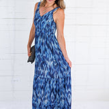 Douglass Indigo Ikat Maxi Dress Molly Bracken