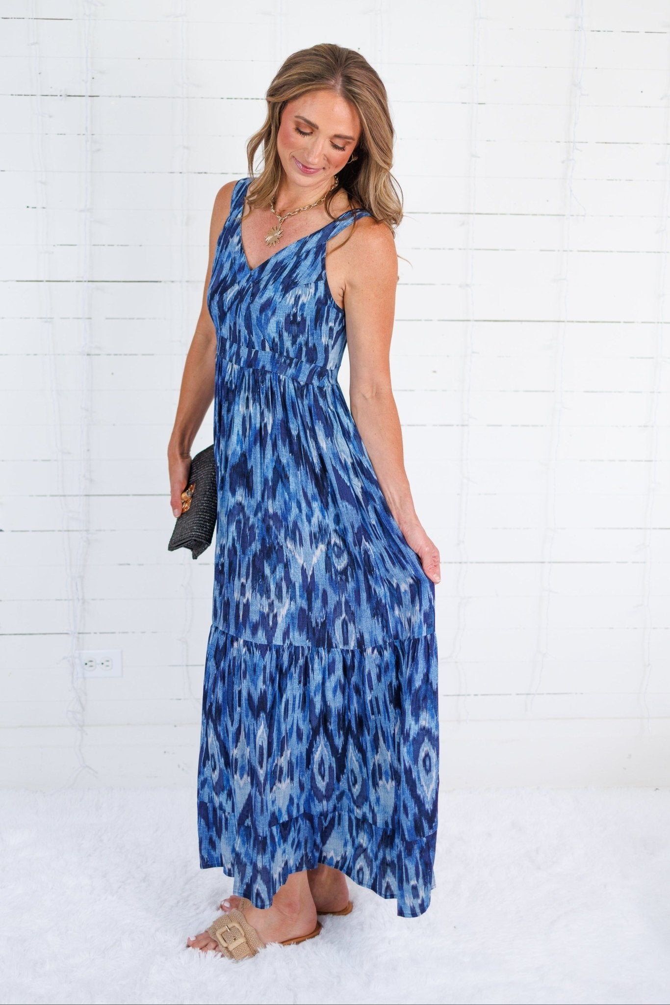 Douglass Indigo Ikat Maxi Dress Molly Bracken