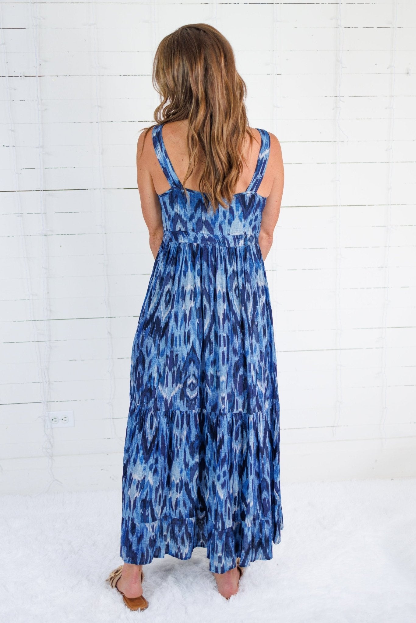 Douglass Indigo Ikat Maxi Dress Molly Bracken