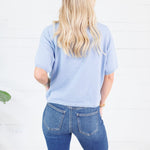 Dudley Light Blue Flat Knit SS Cardigan Things Between