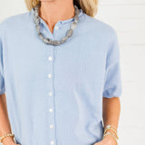 Dudley Light Blue Flat Knit SS Cardigan Things Between