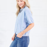 Dudley Light Blue Flat Knit SS Cardigan Things Between