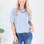 Dudley Light Blue Flat Knit SS Cardigan Things Between