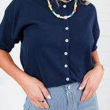 Dudley Midnight Blue Flat Knit SS Cardigan Things Between
