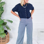 Dudley Midnight Blue Flat Knit SS Cardigan Things Between