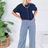 Dudley Midnight Blue Flat Knit SS Cardigan Things Between