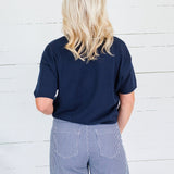 Dudley Midnight Blue Flat Knit SS Cardigan Things Between