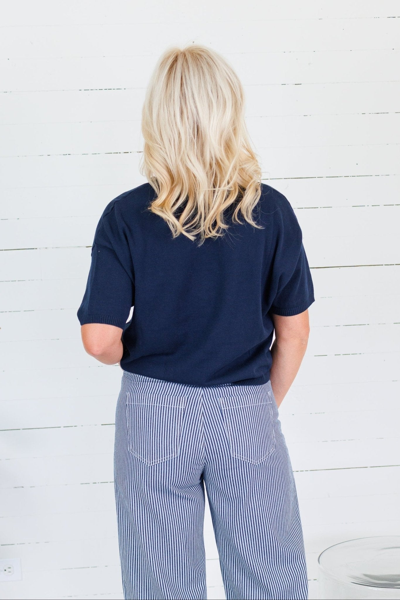 Dudley Midnight Blue Flat Knit SS Cardigan Things Between