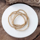 Bracelet Stack Small Worn Gold + Ivory Glass Beads