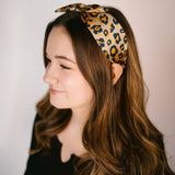 Leopard Print Boho Satin Scarf Bow Knot Headband