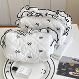 Frilly Quilted Bow Cosmetic Bags