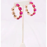pink jewel hoop earrings