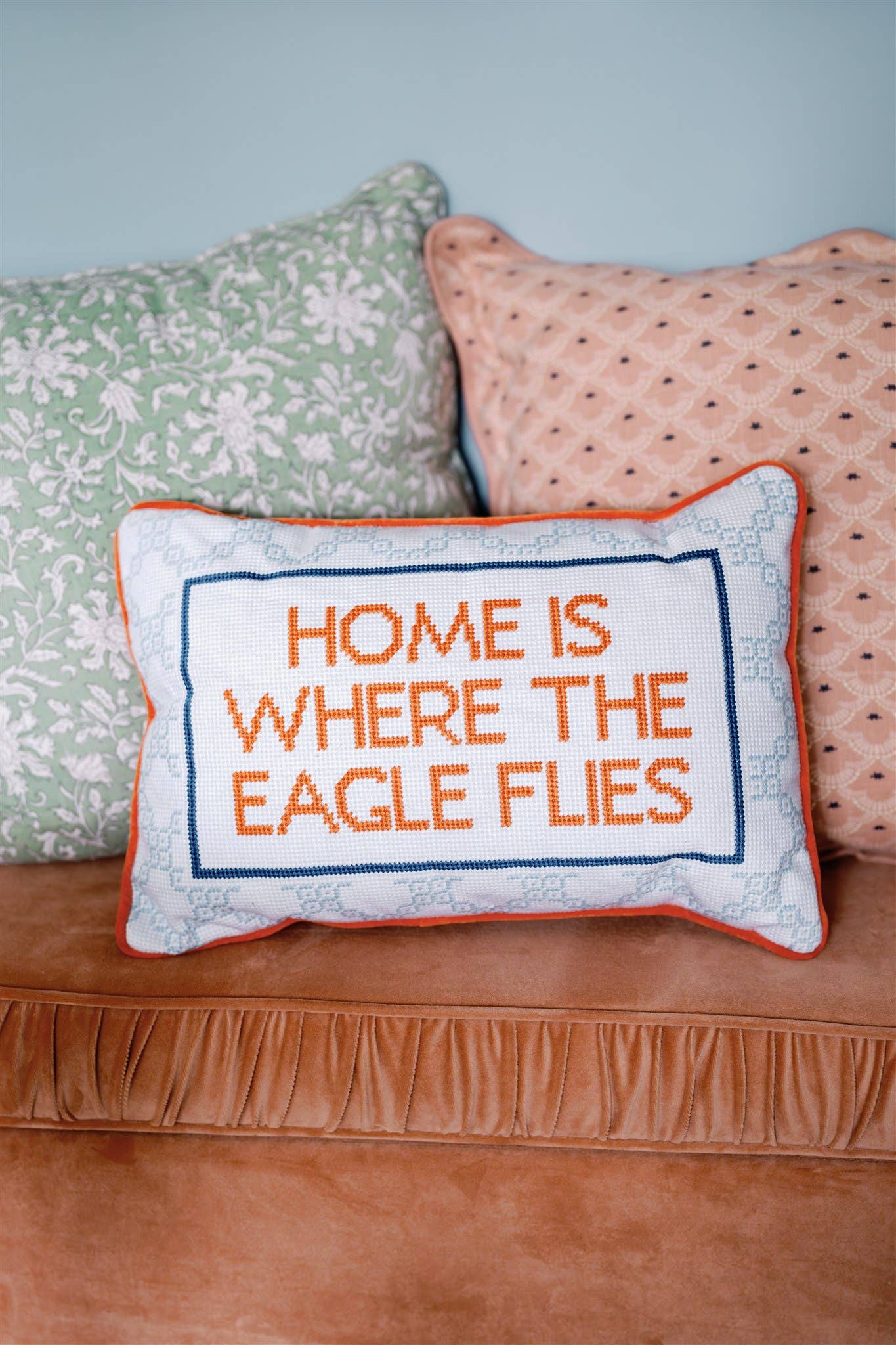 Eagle Flies Needlepoint Pillow - A3 Accessories - miscellanous - Clover + Bee
