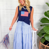 Earl Sky Blue + Red Spot Maxi Skirt Buttermelon