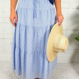 Earl Sky Blue + Red Spot Maxi Skirt Buttermelon