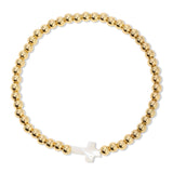 Gold 4mm Bracelet with Shell Cross