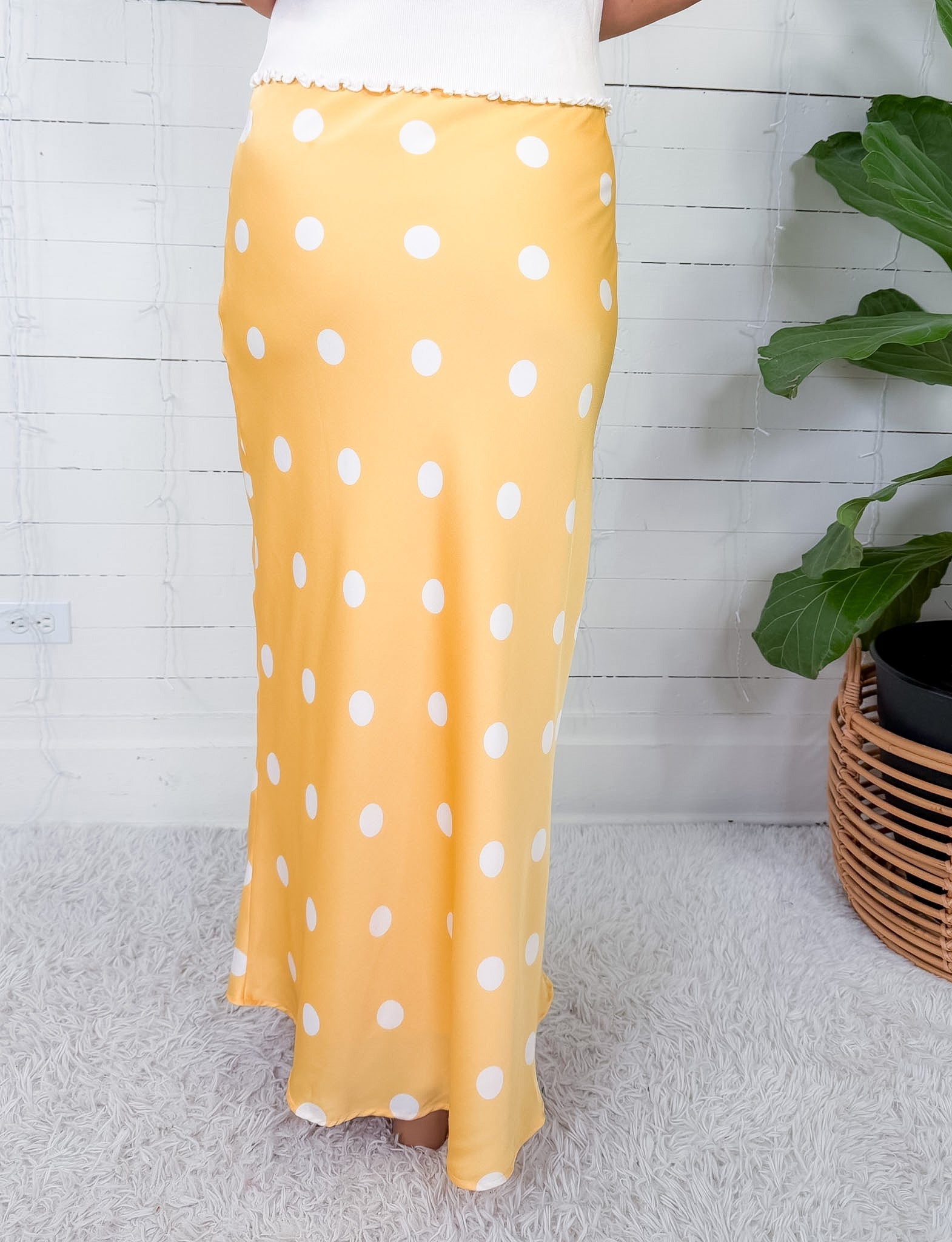 Edward Butter + White Polka Dot Slip Skirt